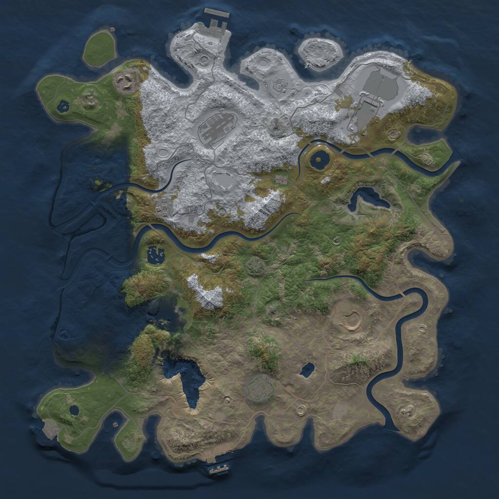 Rust Map: Procedural Map, Size: 4000, Seed: 2057869980, 14 Monuments