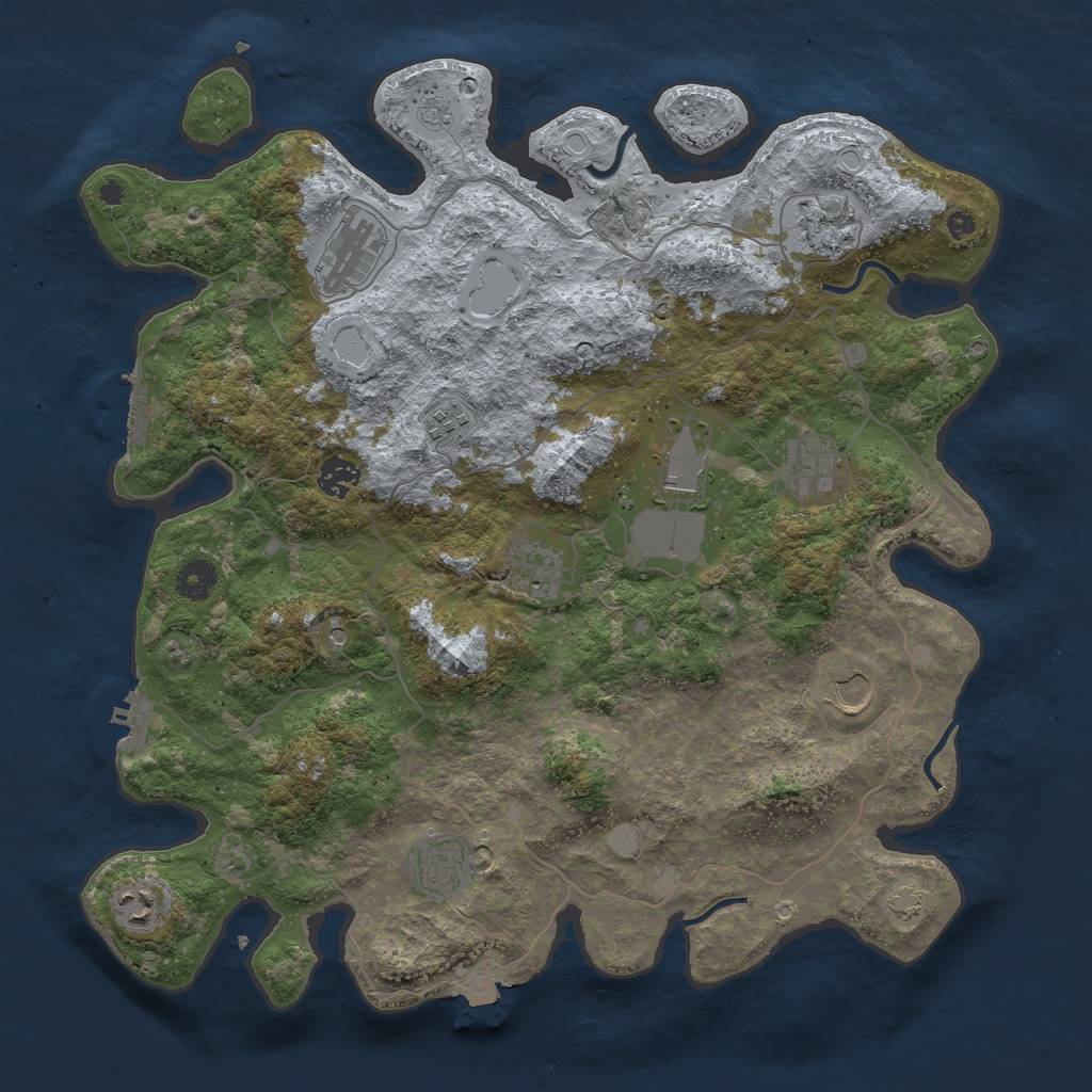 Rust Map: Procedural Map, Size: 4000, Seed: 2057869980, 18 Monuments