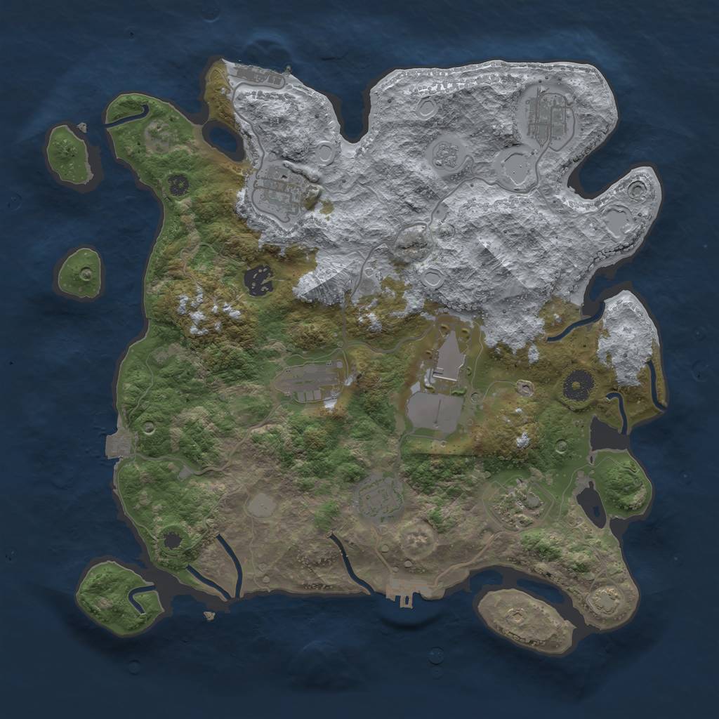 Rust Map: Procedural Map, Size: 3500, Seed: 625820, 14 Monuments