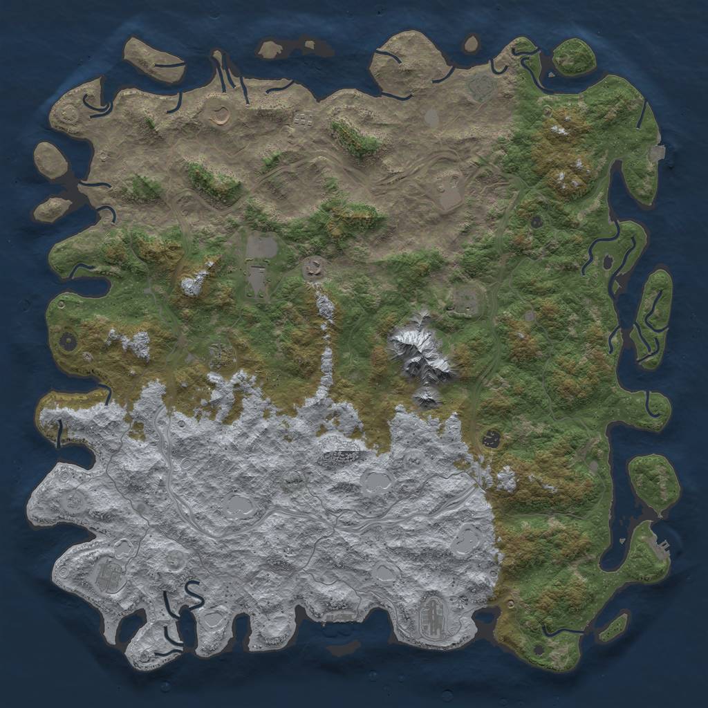 Rust Map: Procedural Map, Size: 6000, Seed: 124756458, 19 Monuments