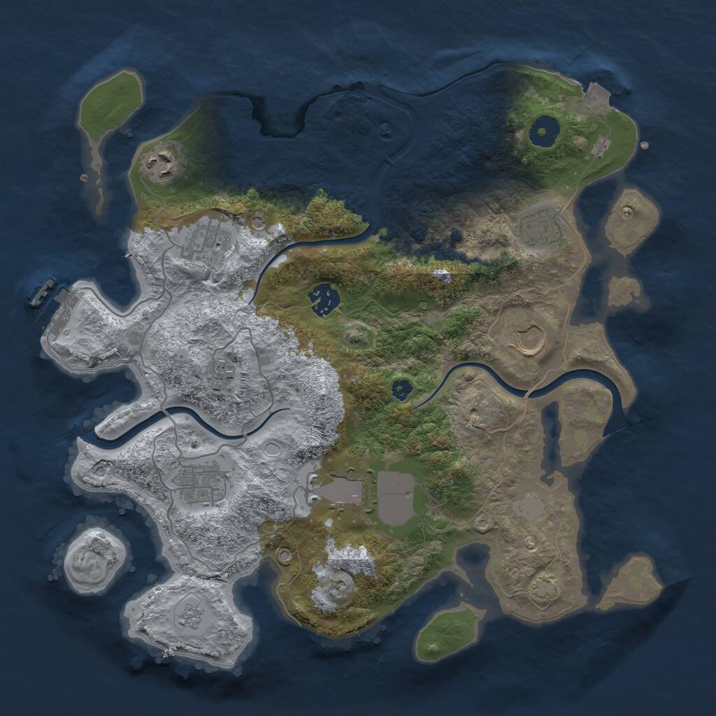 Rust Map: Procedural Map, Size: 3500, Seed: 1187830293, 13 Monuments