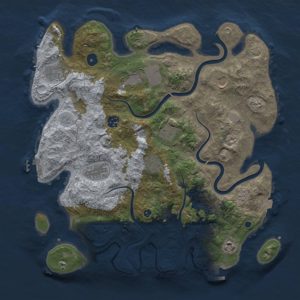Rust Map: Procedural Map, Size: 3880, Seed: 22662570, 15 Monuments
