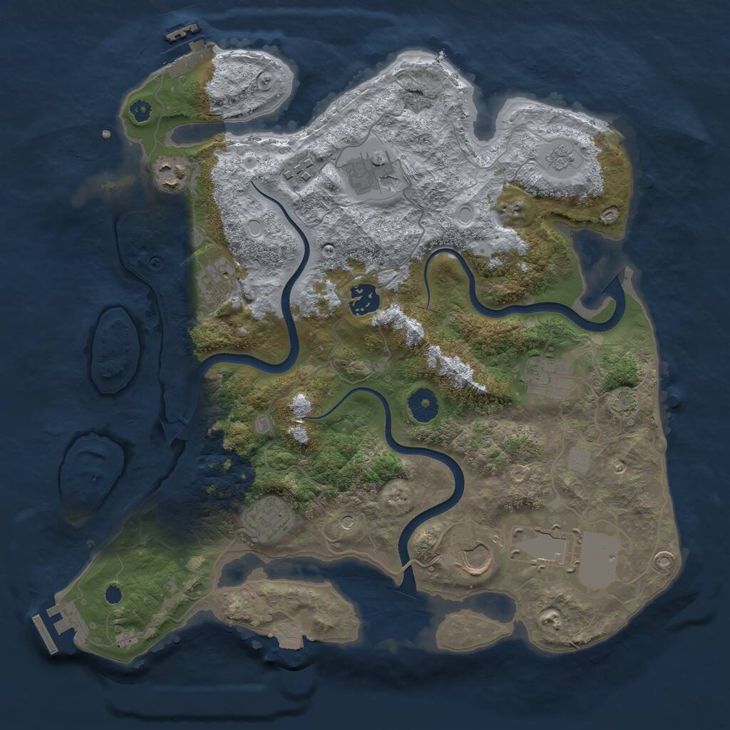 Rust Map: Procedural Map, Size: 3500, Seed: 104976047, 15 Monuments