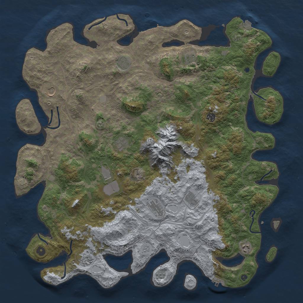 Rust Map: Procedural Map, Size: 5000, Seed: 6648, 19 Monuments