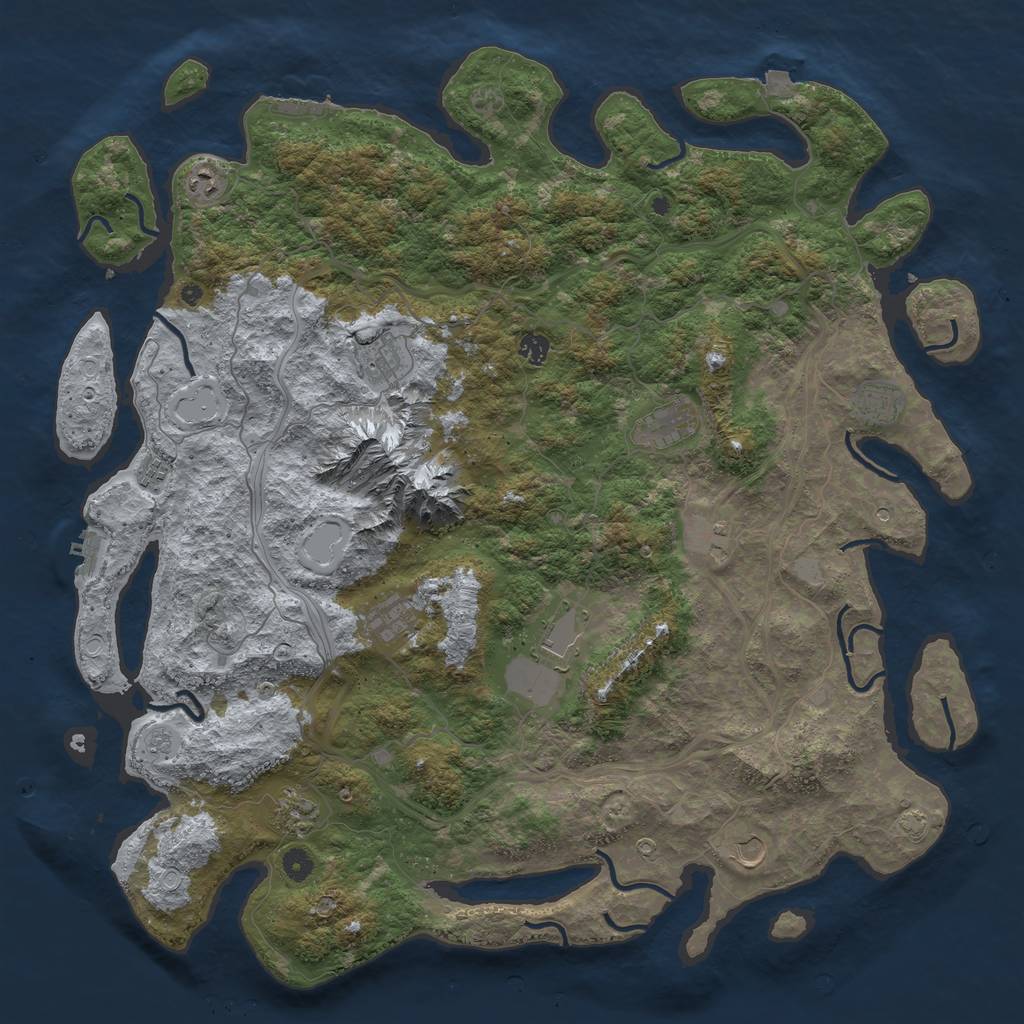 Rust Map: Procedural Map, Size: 5000, Seed: 231661008, 19 Monuments