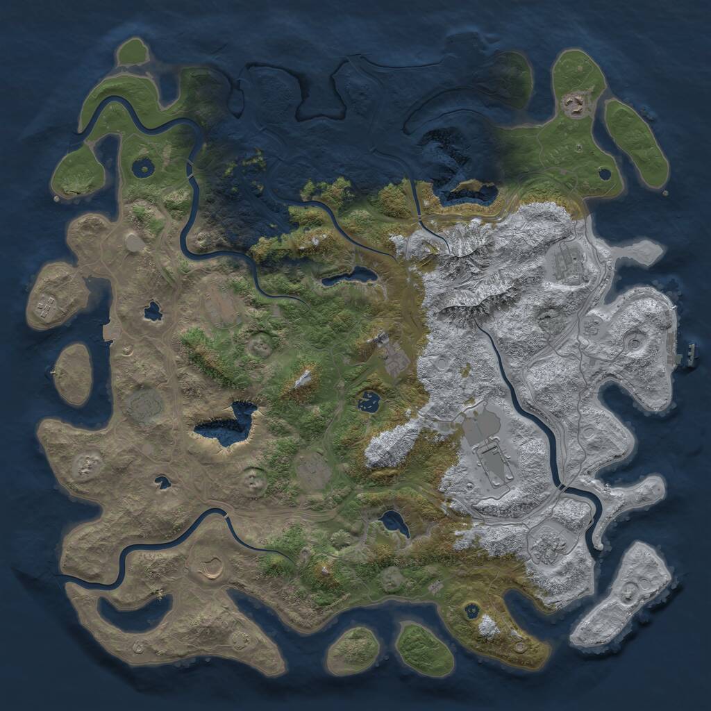 Rust Map: Procedural Map, Size: 5000, Seed: 980785646, 17 Monuments