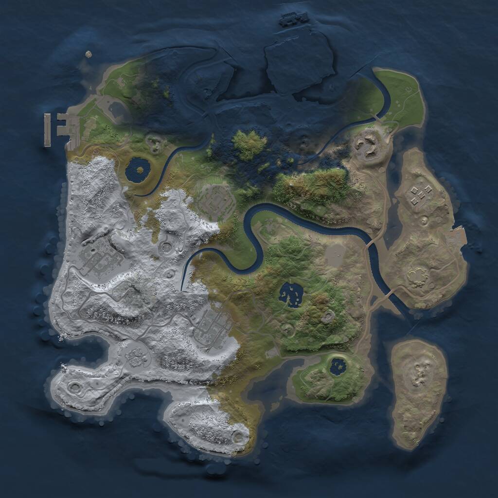 Rust Map: Procedural Map, Size: 3000, Seed: 1246798547, 12 Monuments