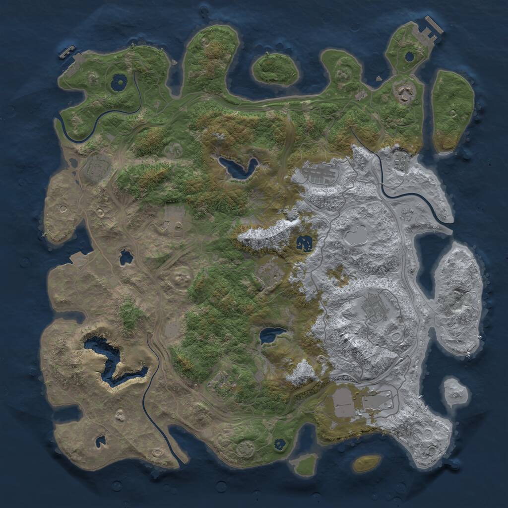 Rust Map: Procedural Map, Size: 4500, Seed: 1670432680, 16 Monuments