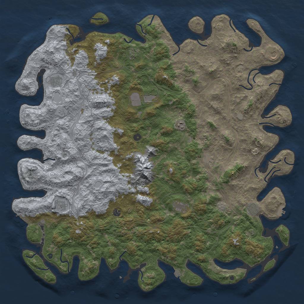 Rust Map: Procedural Map, Size: 6000, Seed: 116003755, 19 Monuments
