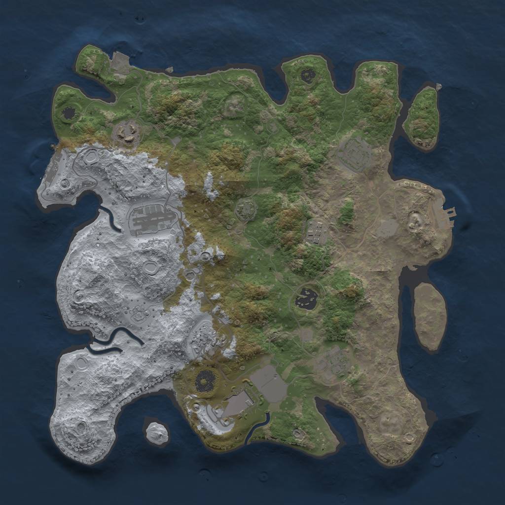 Rust Map: Procedural Map, Size: 3500, Seed: 248738307, 16 Monuments