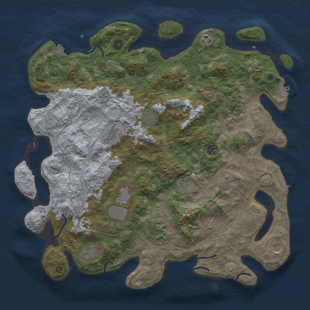 Rust Map: Procedural Map, Size: 4500, Seed: 56454, 19 Monuments