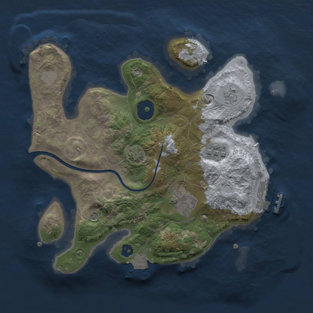 Rust Map: Procedural Map, Size: 2500, Seed: 847246, 7 Monuments