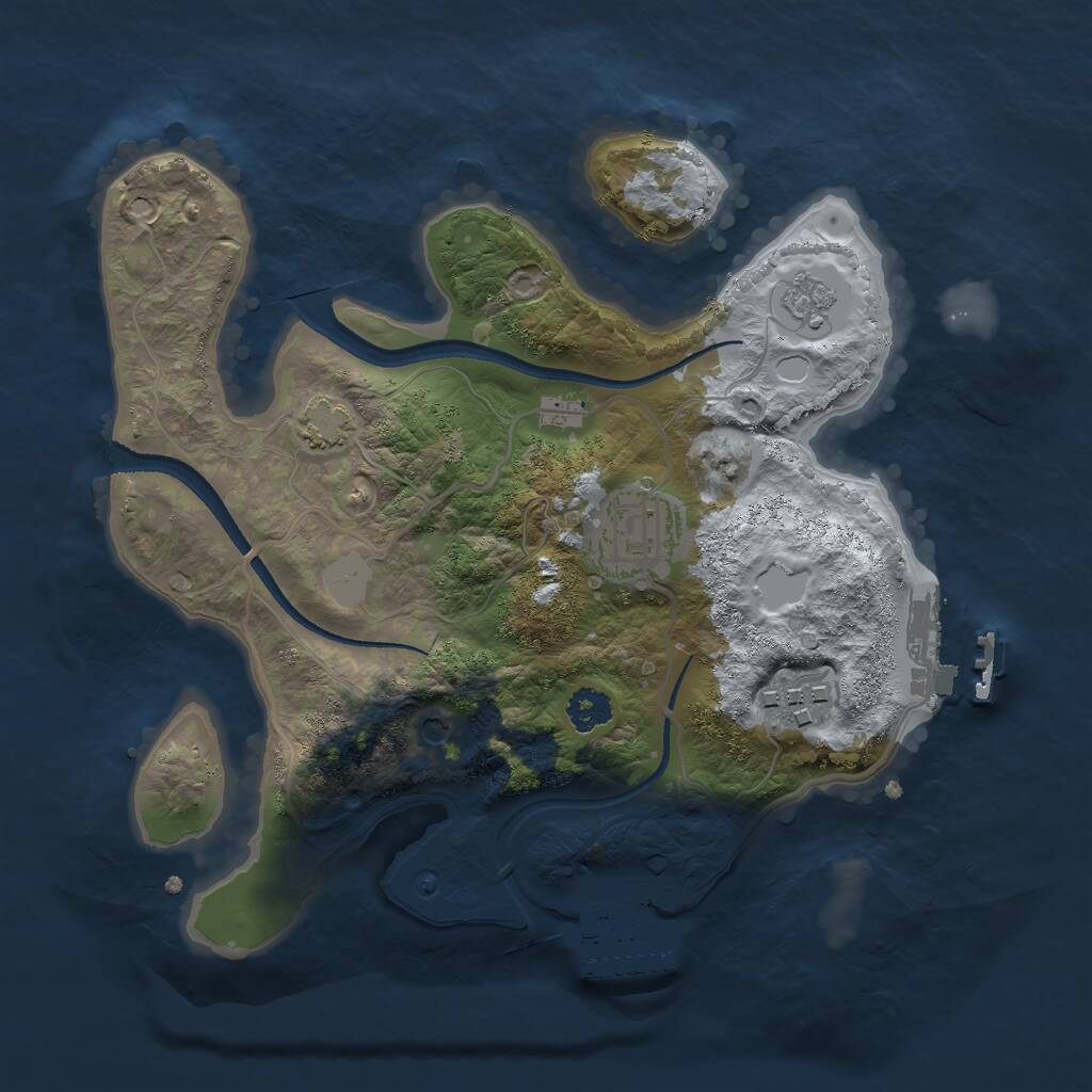 Rust Map: Procedural Map, Size: 2500, Seed: 847246, 8 Monuments