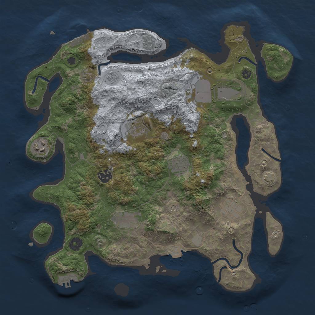Rust Map: Procedural Map, Size: 3500, Seed: 55956739, 16 Monuments