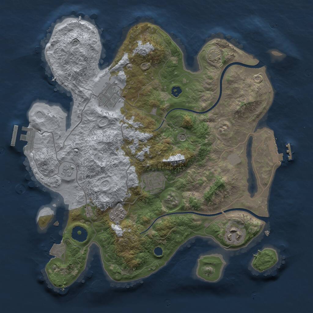 Rust Map: Procedural Map, Size: 3000, Seed: 5567, 10 Monuments