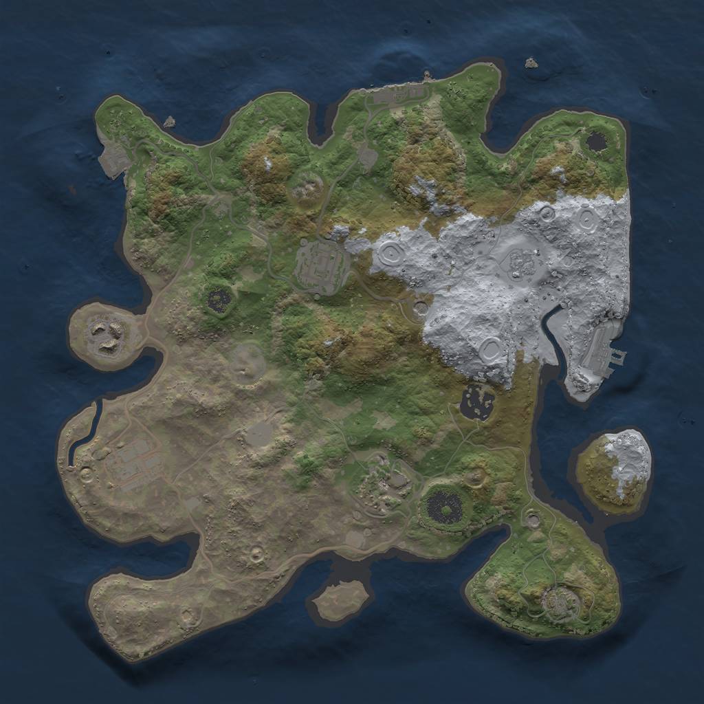 Rust Map: Procedural Map, Size: 3000, Seed: 1812081287, 13 Monuments