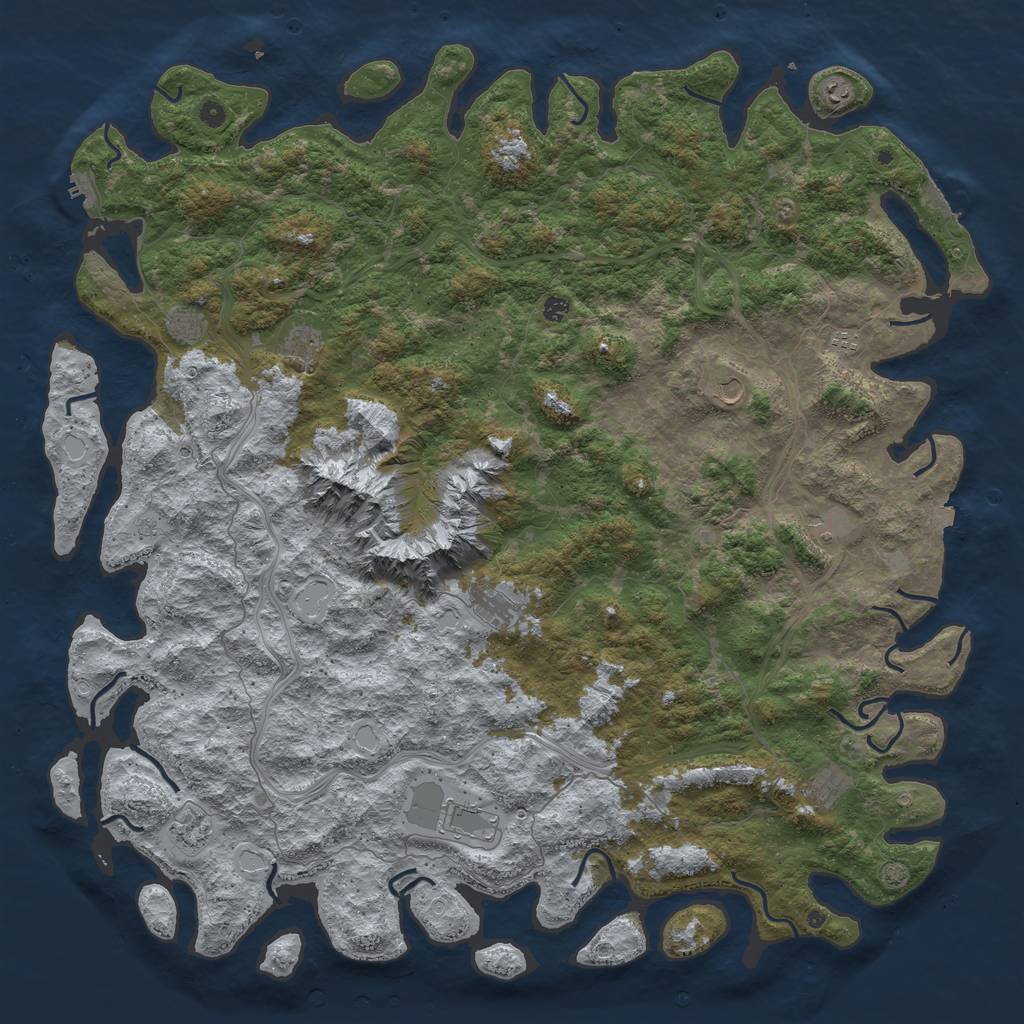 Rust Map: Procedural Map, Size: 6000, Seed: 2108807238, 19 Monuments