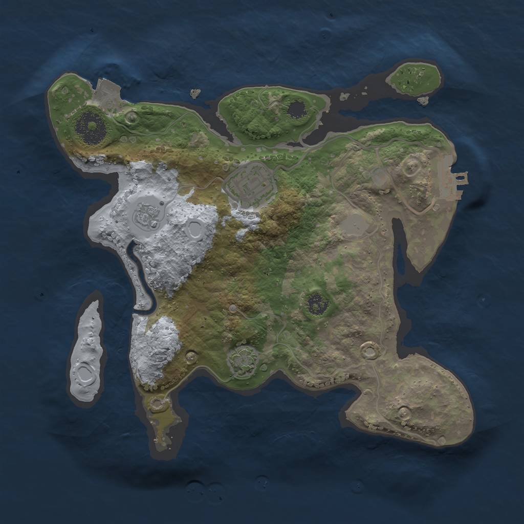 Rust Map: Procedural Map, Size: 2500, Seed: 1434327301, 7 Monuments
