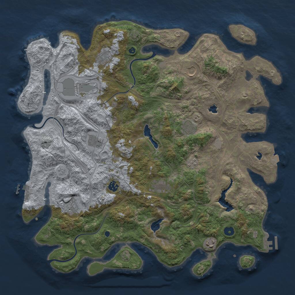 Rust Map: Procedural Map, Size: 4500, Seed: 1286661294, 16 Monuments