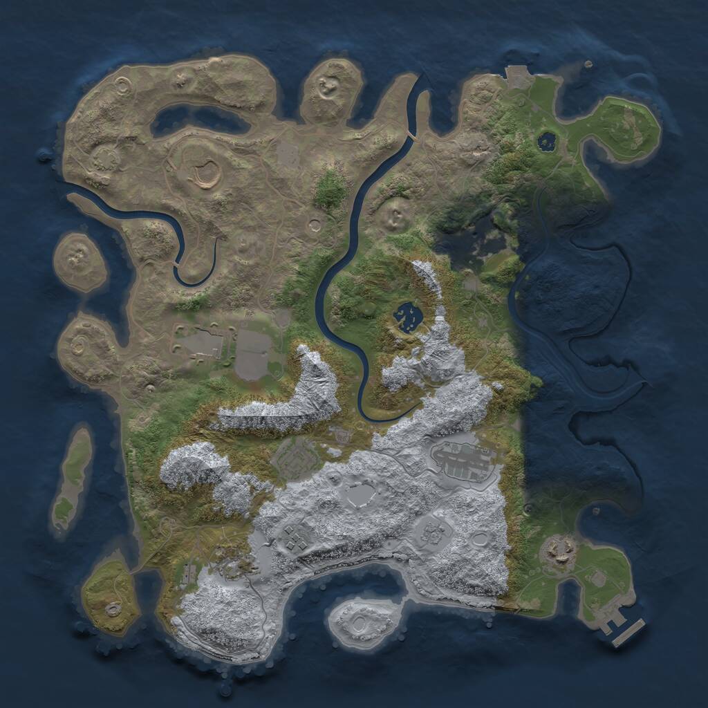 Rust Map: Procedural Map, Size: 3750, Seed: 1724311, 14 Monuments