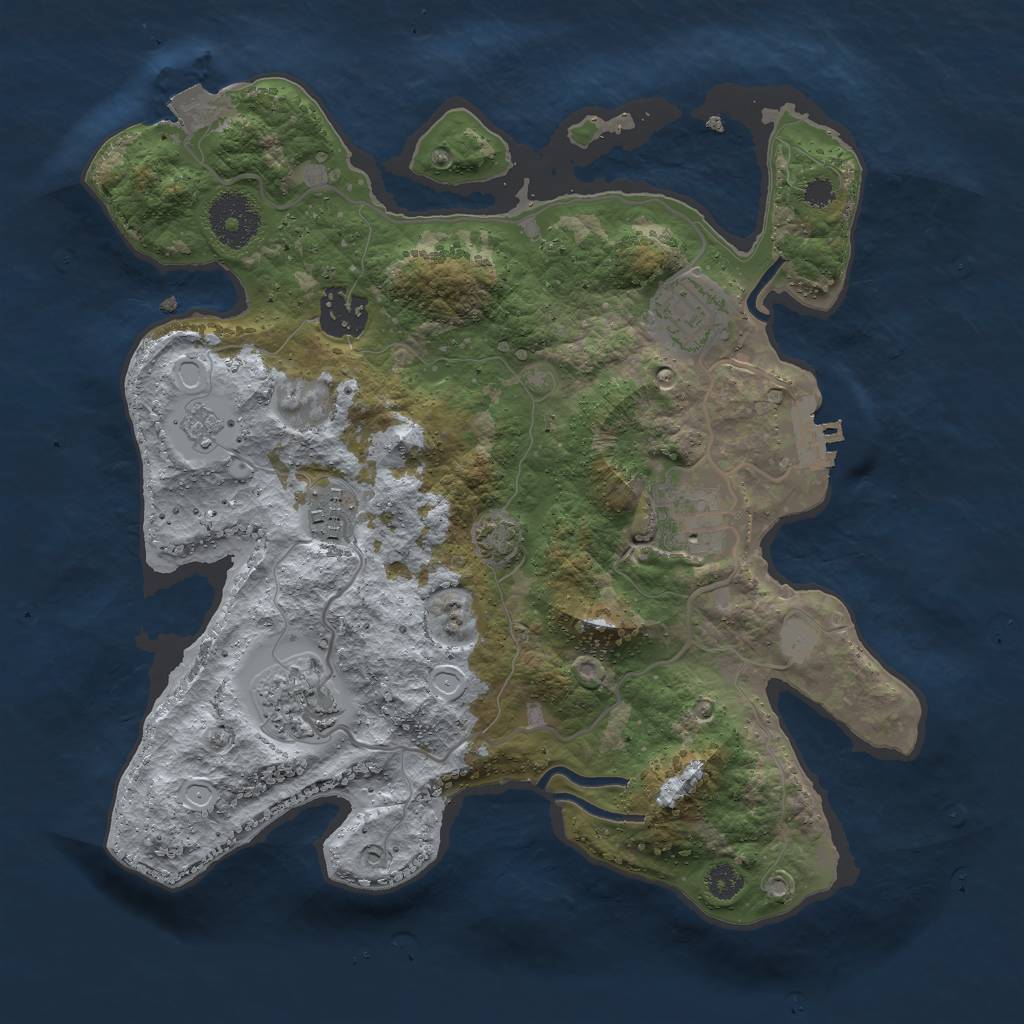 Rust Map: Procedural Map, Size: 3000, Seed: 2032048709, 11 Monuments