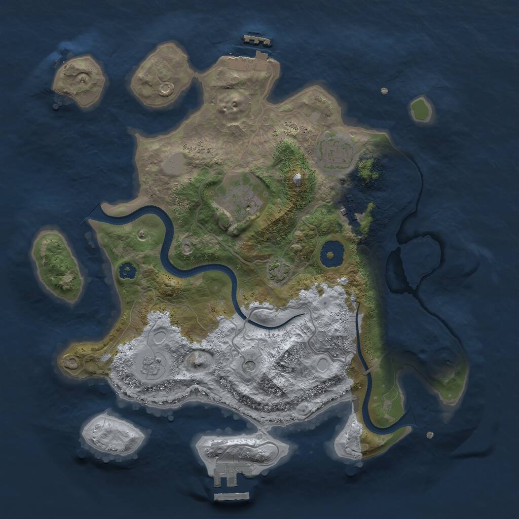 Rust Map: Procedural Map, Size: 3000, Seed: 8067, 9 Monuments