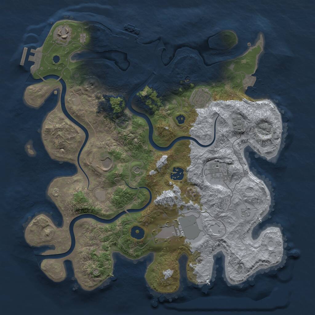 Rust Map: Procedural Map, Size: 3500, Seed: 328439, 13 Monuments