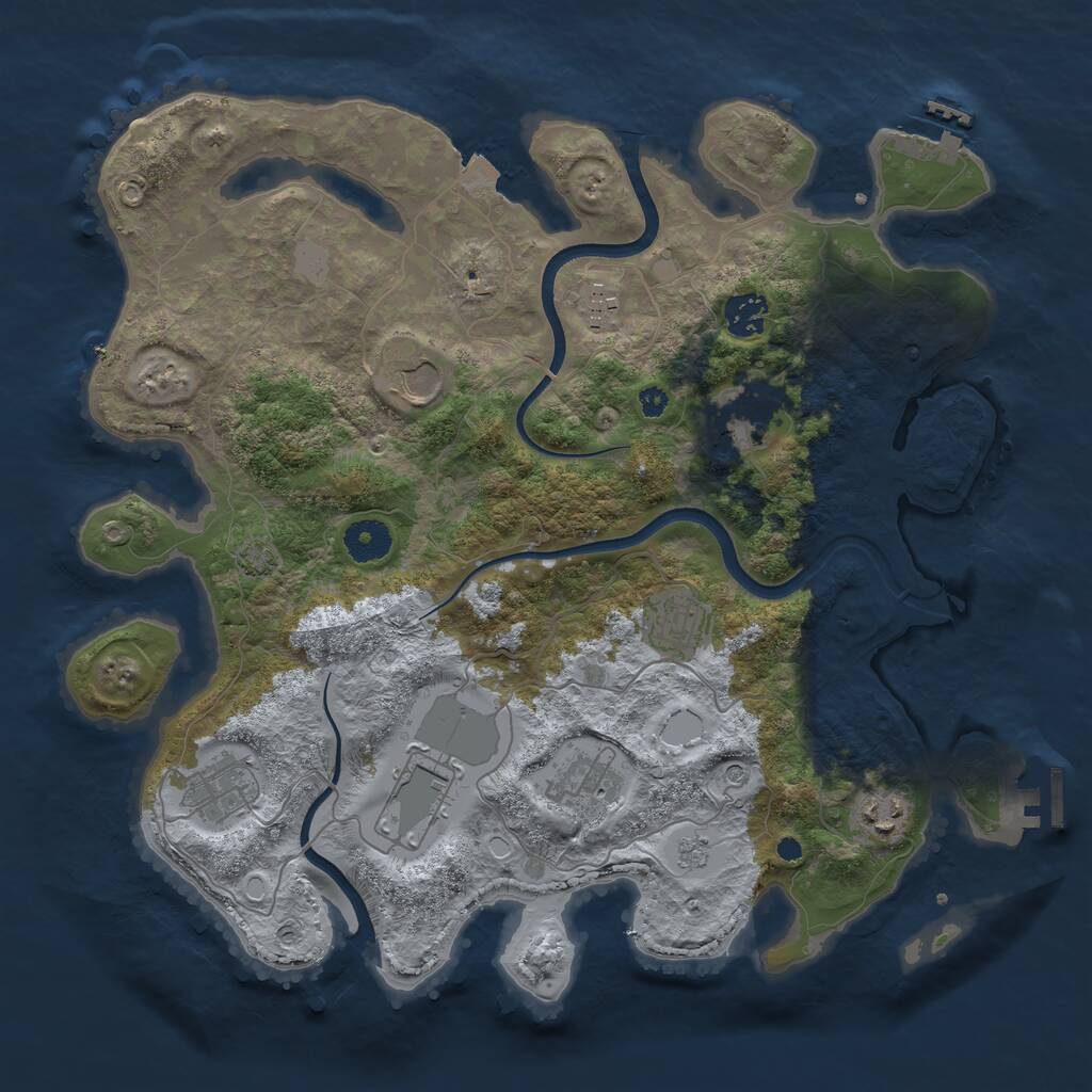 Rust Map: Procedural Map, Size: 3700, Seed: 7250645, 15 Monuments