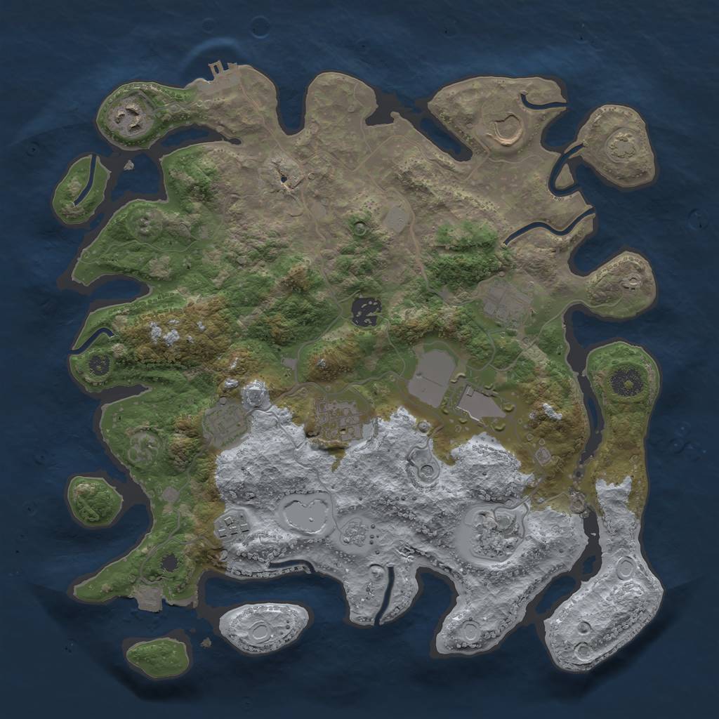 Rust Map: Procedural Map, Size: 3500, Seed: 84768267, 16 Monuments