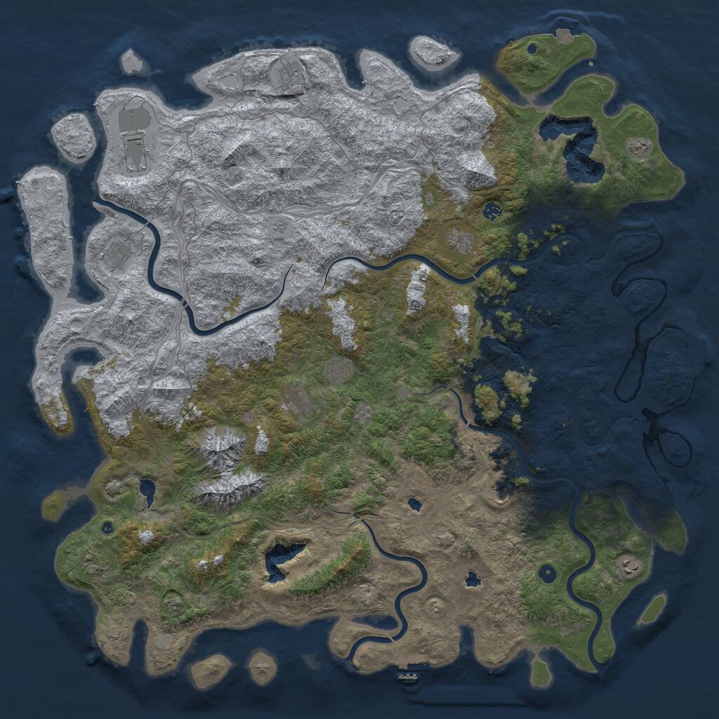 Rust Map: Procedural Map, Size: 6000, Seed: 9826753, 17 Monuments