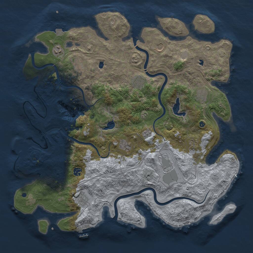 Rust Map: Procedural Map, Size: 4500, Seed: 834074796, 17 Monuments