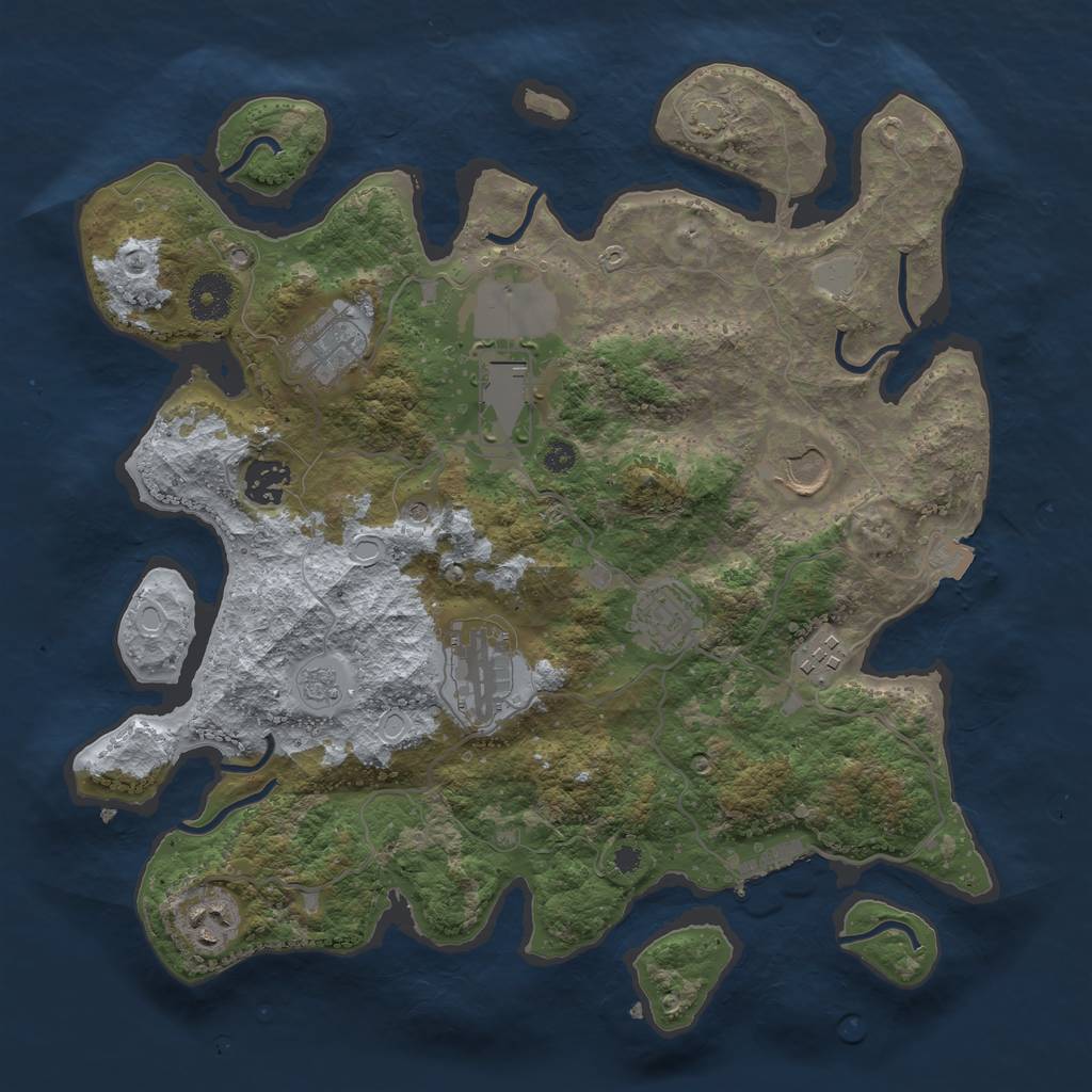 Rust Map: Procedural Map, Size: 3500, Seed: 1240505262, 15 Monuments