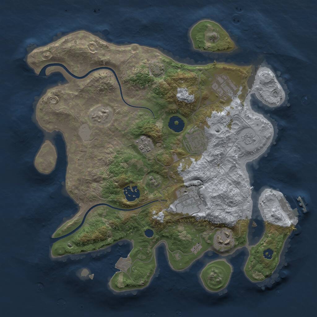 Rust Map: Procedural Map, Size: 3000, Seed: 867746363, 10 Monuments