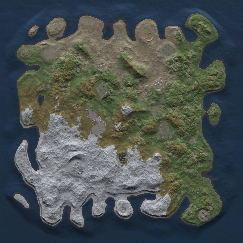 Rust Map: Barren, Size: 4500, Seed: 3, 14 Monuments