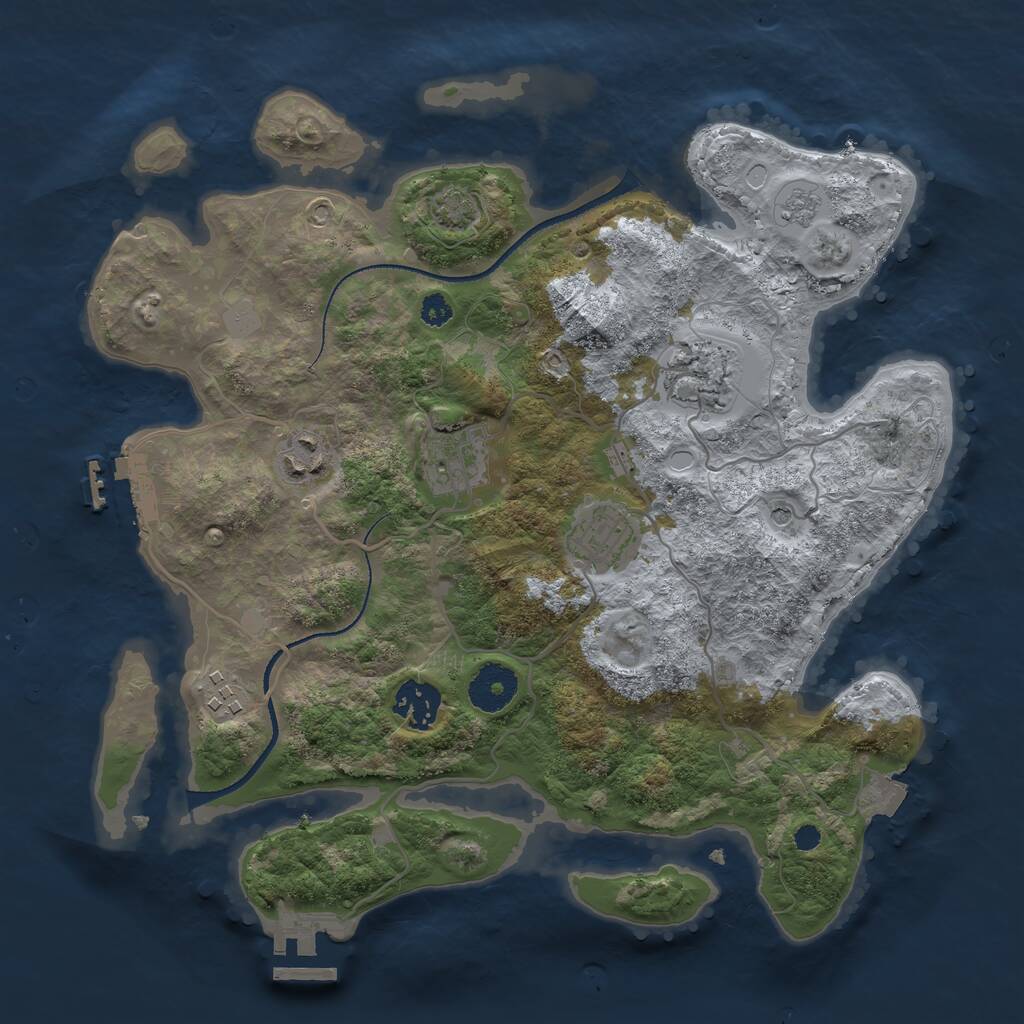 Rust Map: Procedural Map, Size: 3250, Seed: 64917, 12 Monuments