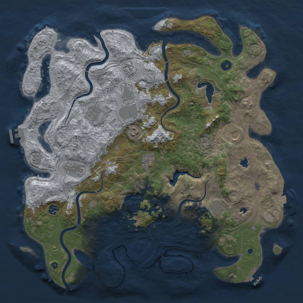 Rust Map: Procedural Map, Size: 4500, Seed: 527921829, 16 Monuments