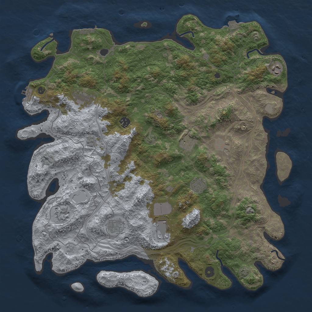 Rust Map: Procedural Map, Size: 4500, Seed: 579387522, 18 Monuments
