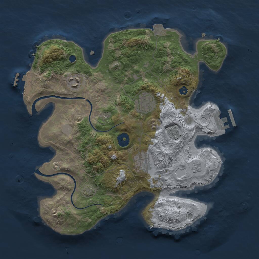 Rust Map: Procedural Map, Size: 3000, Seed: 25623, 10 Monuments