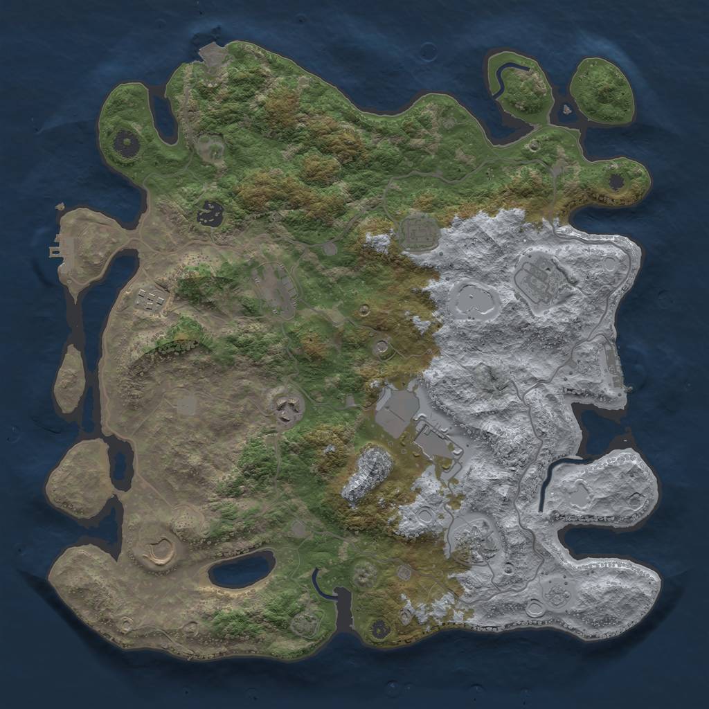 Rust Map: Procedural Map, Size: 4000, Seed: 1804497662, 17 Monuments