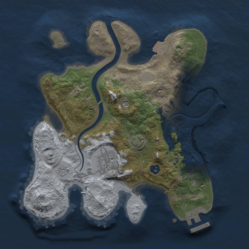 Rust Map: Procedural Map, Size: 2500, Seed: 1389661607, 6 Monuments