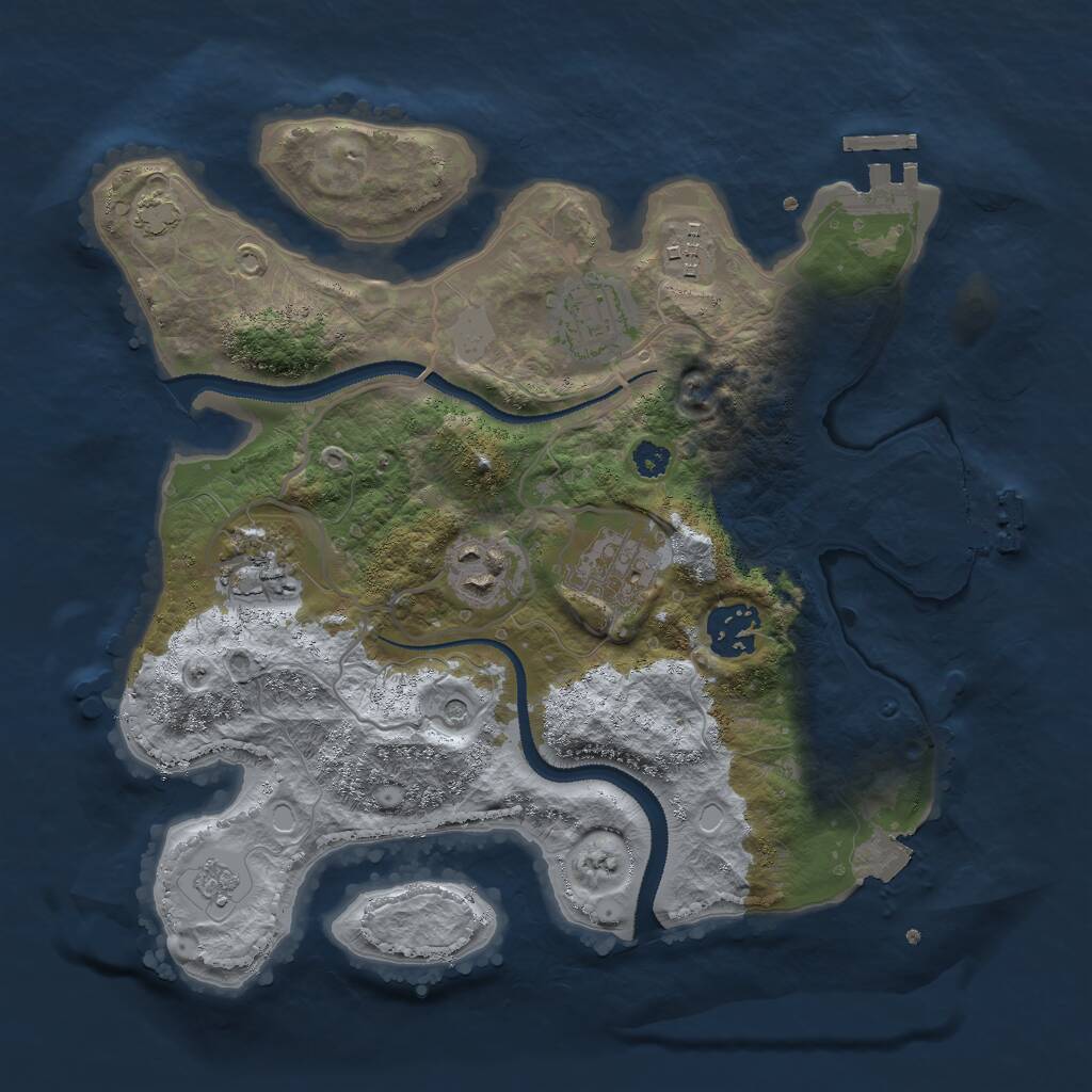 Rust Map: Procedural Map, Size: 3000, Seed: 2095079179, 12 Monuments