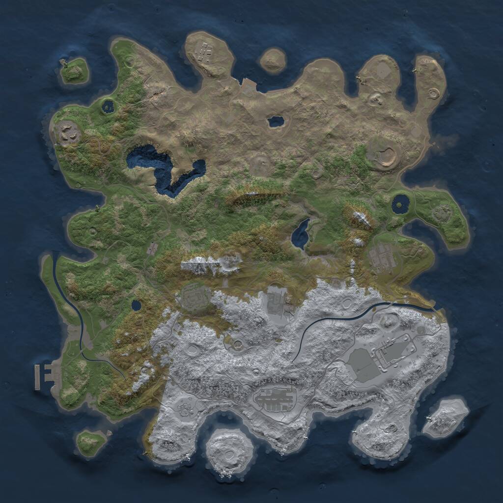Rust Map: Procedural Map, Size: 4000, Seed: 1219852909, 13 Monuments
