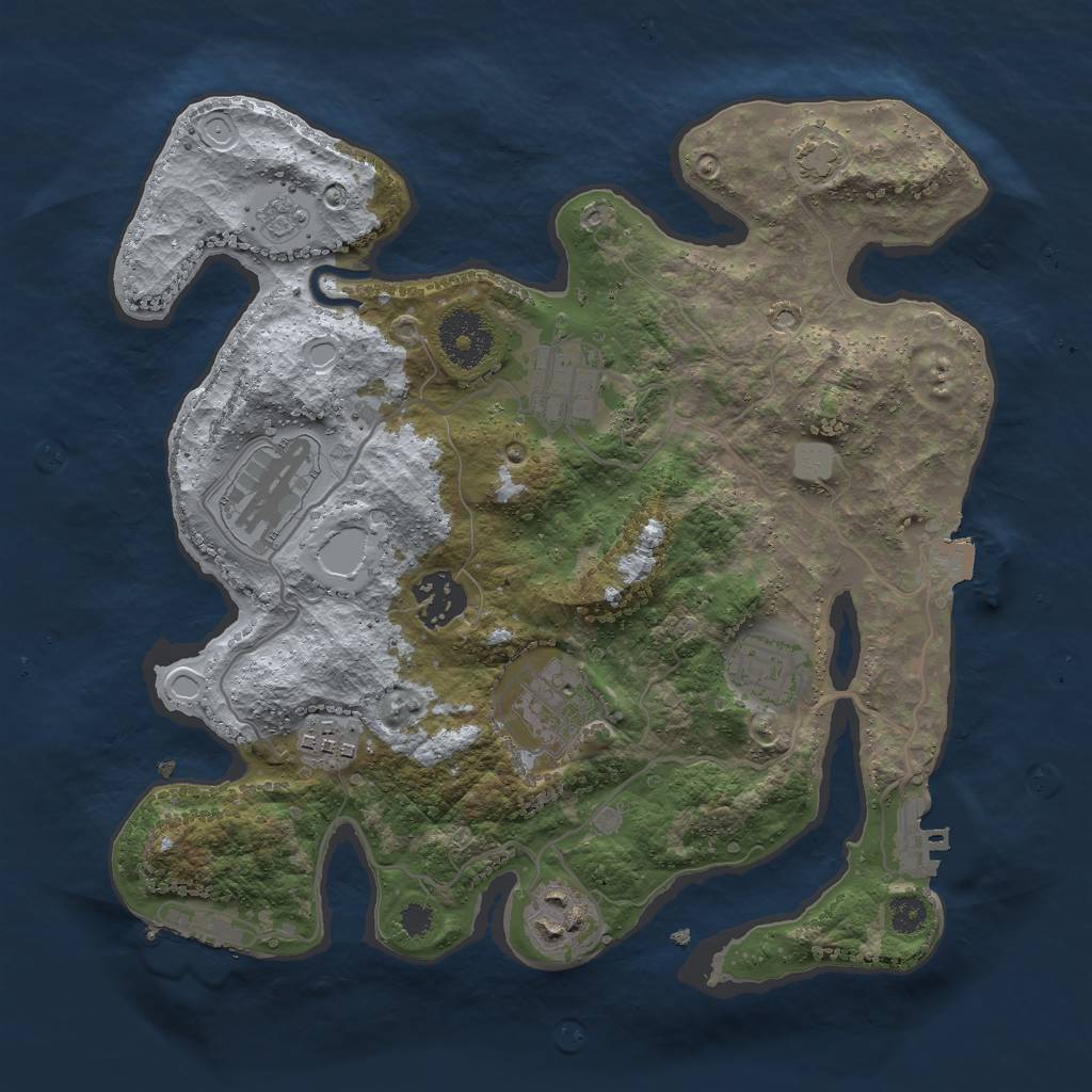 Rust Map: Procedural Map, Size: 3000, Seed: 7016495, 14 Monuments
