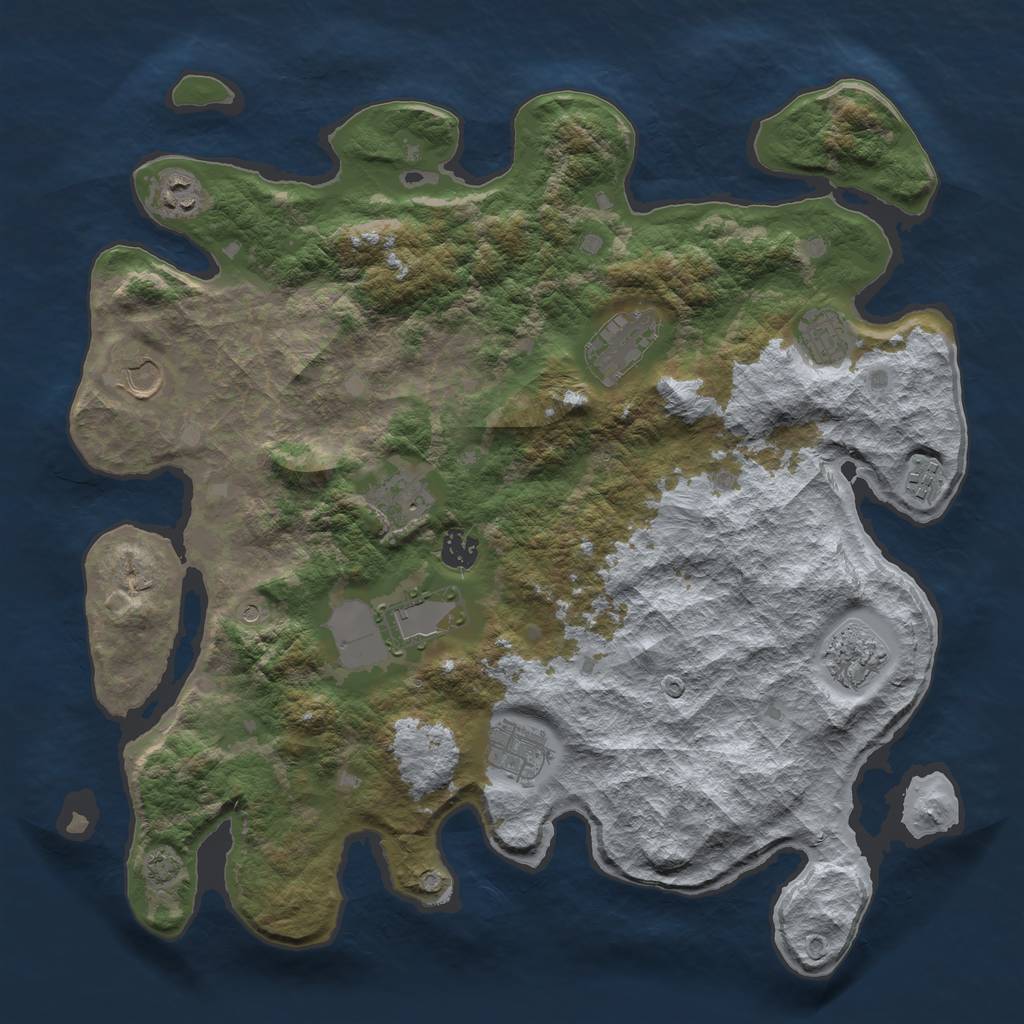 Rust Map: Barren, Size: 4000, Seed: 99999, 14 Monuments