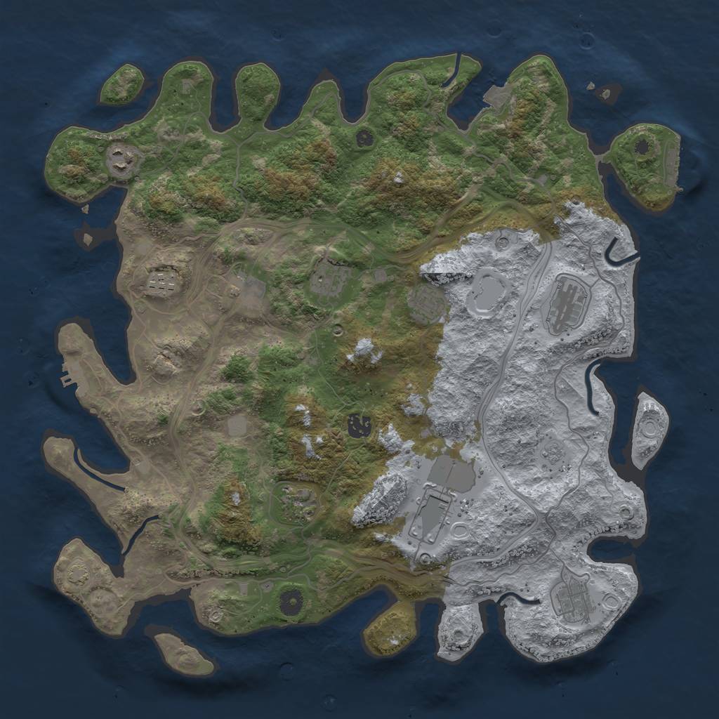 Rust Map: Procedural Map, Size: 4250, Seed: 57253642, 18 Monuments