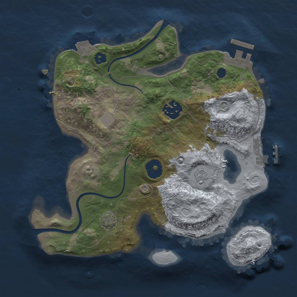 Rust Map: Procedural Map, Size: 2500, Seed: 1420805569, 7 Monuments