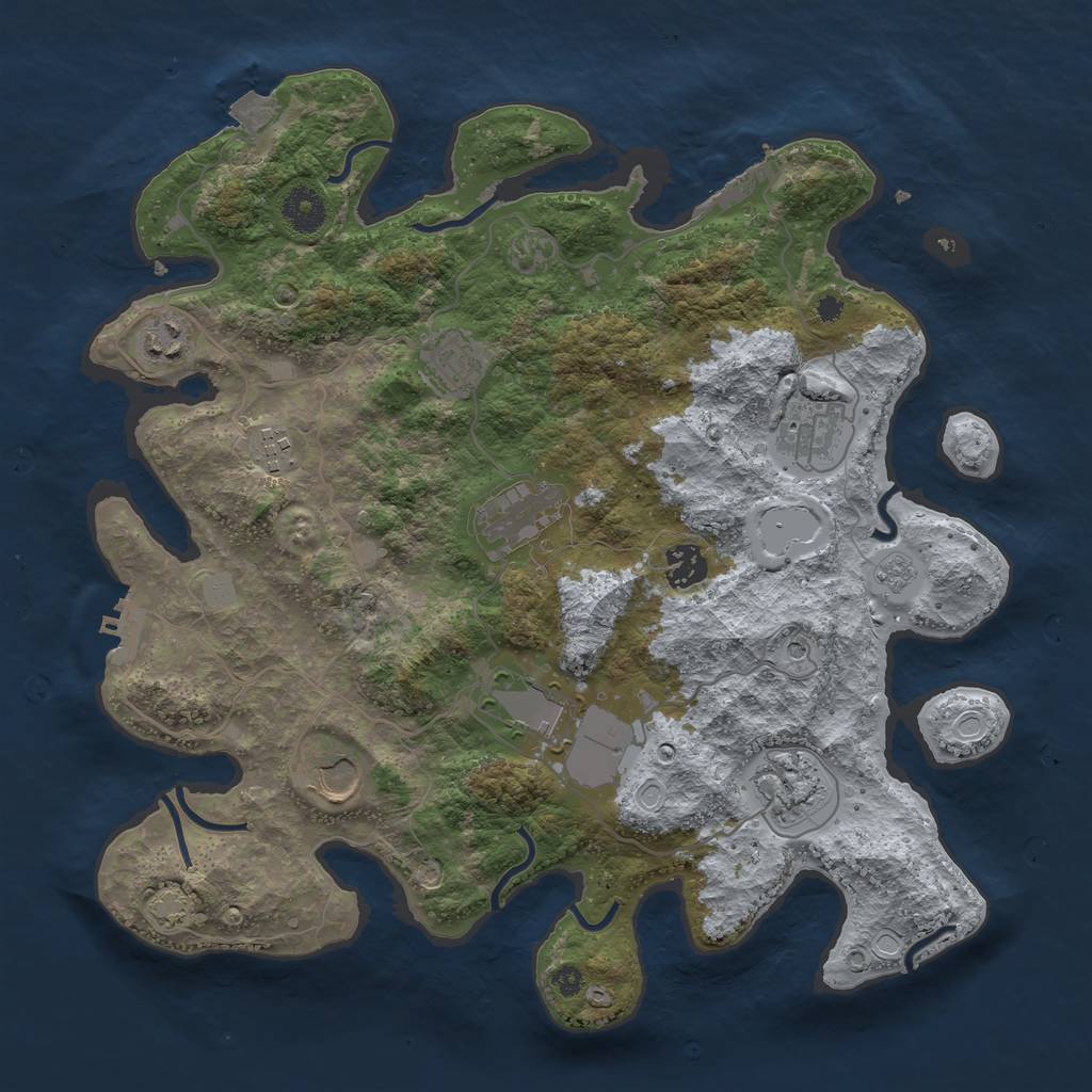 Rust Map: Procedural Map, Size: 3700, Seed: 1761587115, 17 Monuments