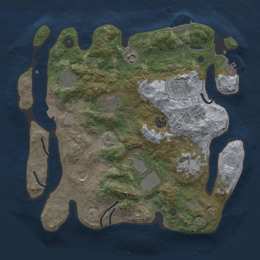Rust Map: Procedural Map, Size: 3500, Seed: 1517102318, 17 Monuments
