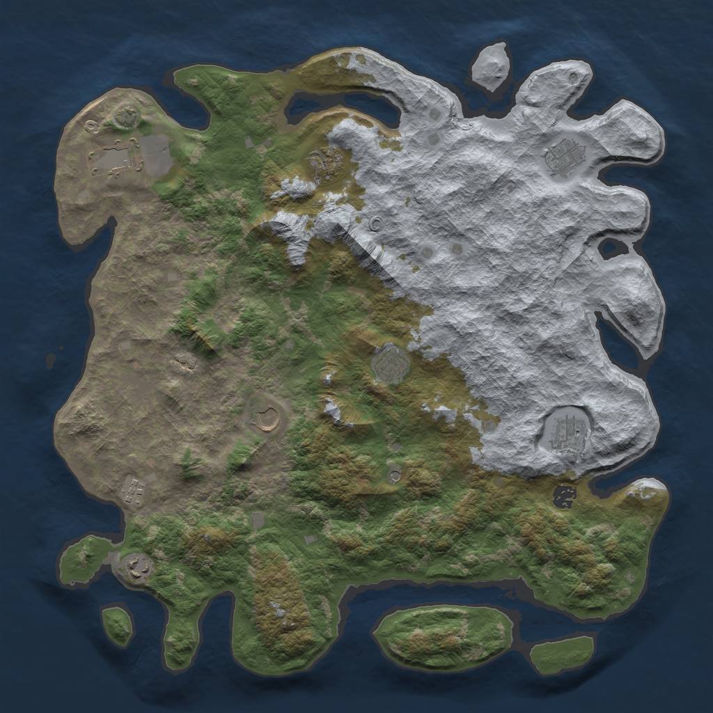Rust Map: Barren, Size: 4500, Seed: 76718277, 13 Monuments