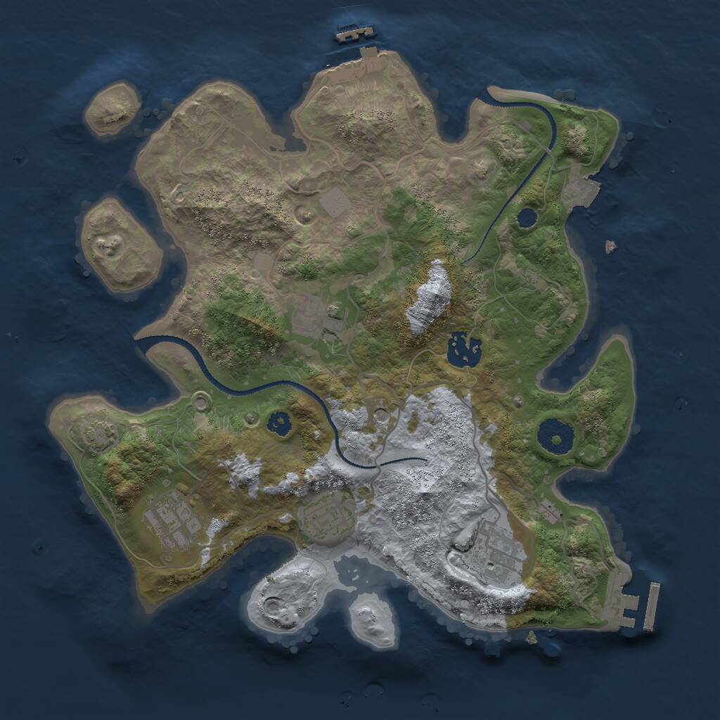 Rust Map: Procedural Map, Size: 3000, Seed: 1738808931, 10 Monuments